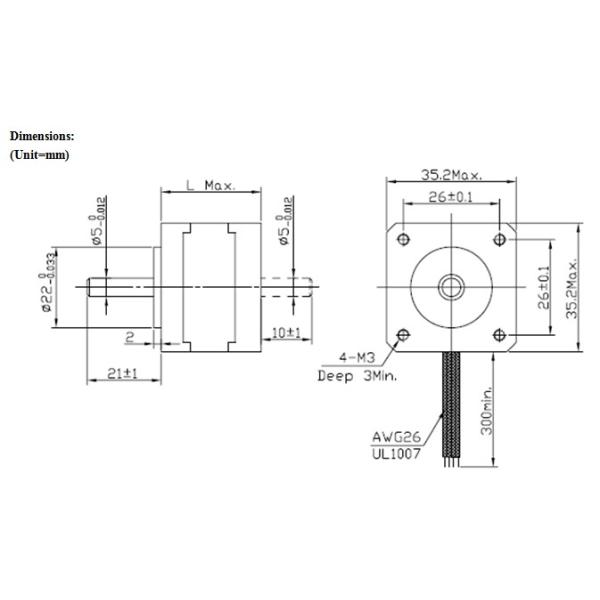 1.8° 35mm Hybrid Stepper Motor-NEMA14