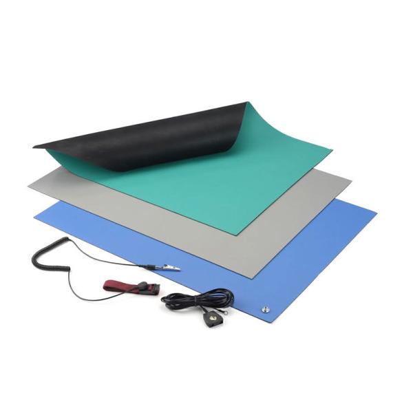 Buy Acid And Alkali Resistant Blue Black Green Grey Vinyl ESD Mat 3 Layer Dissipative at wholesale prices