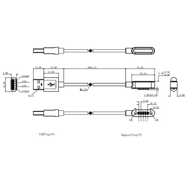 5 Pin Magnetic Cable Connector 2.54mm Pitch Spring Loaded Wire Connectors Customized
