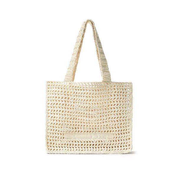 Women Children Hollow Crochet Straw Woven Bag Summer Seaside Letter