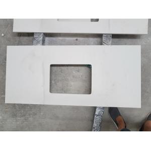 China Pure White Quartz Bathroom Vanity Tops Eased / Other Edge Optional on sale