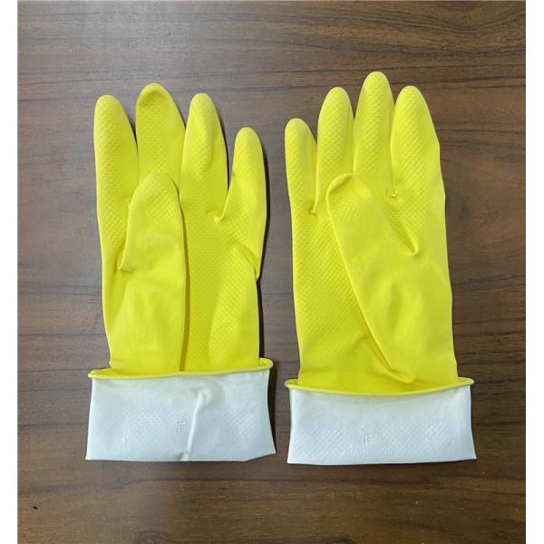 M 45g Tensile Yellow Household Gloves Cotton Spray Flocklined