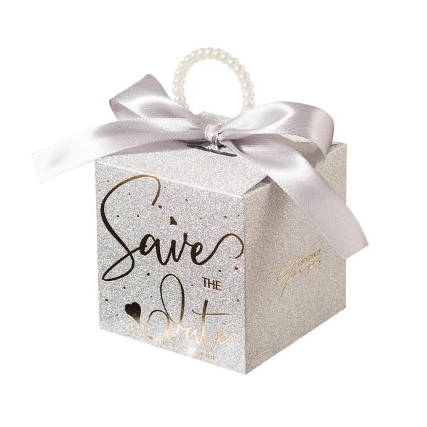 European Style Wedding Favor Box Set Glitter Silver Gold
