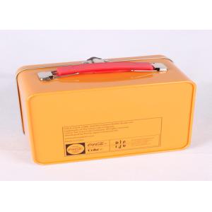 Custom Artwork Printing Cookie Gift Tins With Plastic Handle , Full Color Tin