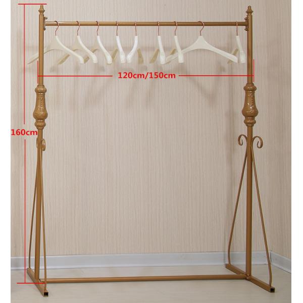 Women Clothing Store Shelves / Retail Clothing Display Systems Golden Color