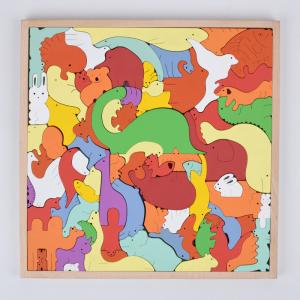 ISO Stereoscopic Wooden Animal Puzzle For Kids Early Education