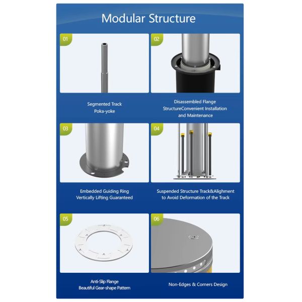 Customizable 304 or 316 Stainless Steel Automatic Hydraulic Bollard Retractable Road Barrier with IP68 Rating