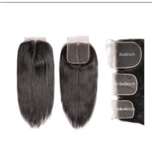 4X4 5x5 6x6 Straight Cambodian Virgin Hair Lace Closure Natural Color