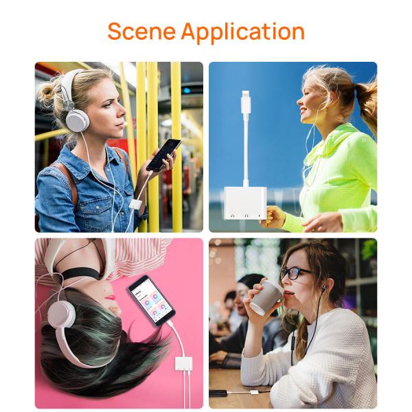 ISO9001 0.5M Lightning 3 In 1 Adapter With 3.5mm Headphone Jack