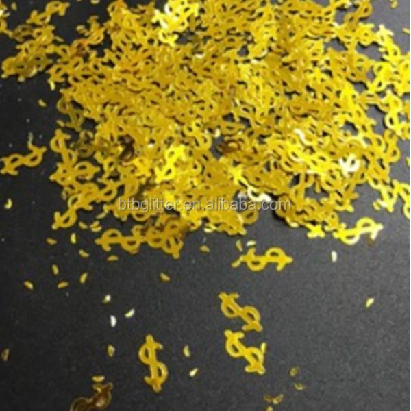 10mm Money Glitter Shape Dollar Sign Shape Glitter with Currency Shape Glitter and Money Glitter Shape