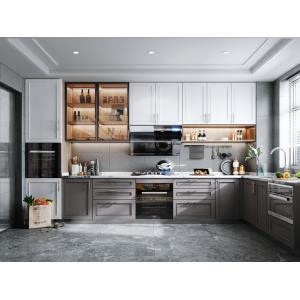 Customized Walnut Modern Solid Wood Kitchen Cabinets For Apartments