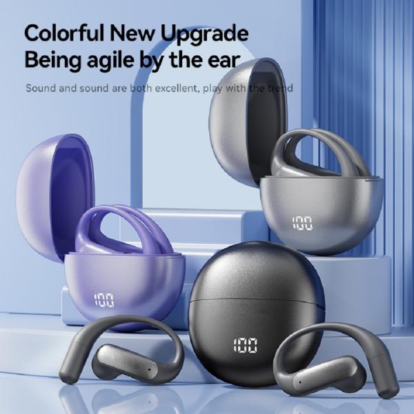 ETEK OWS Open Earphones 40mAh Battery While The Charging Case Houses 500mAh Protected Battery Black Purple Silver