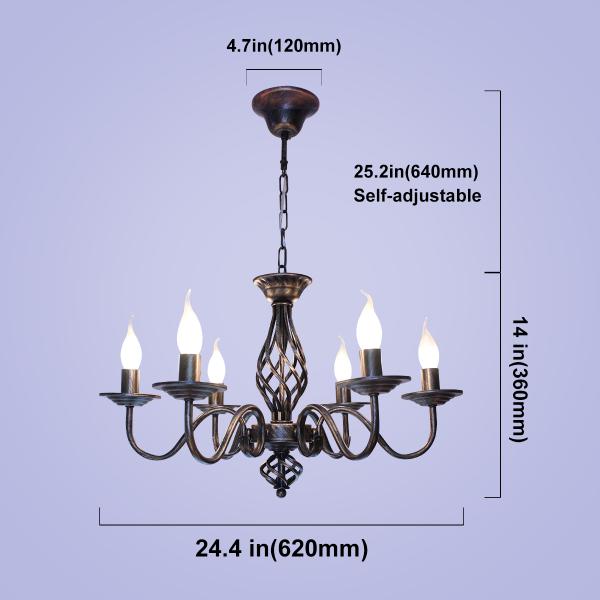 Black Wronght Iron Chandelier Living room Farmhouse Kitchen Frech Country Chandelier(WH-CI-132)