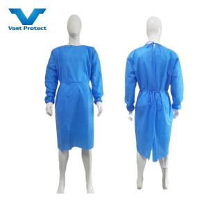VASTPROTECT Disposable Surgical Gown Soft Knitted Cuffs SMS Isolation Coverall