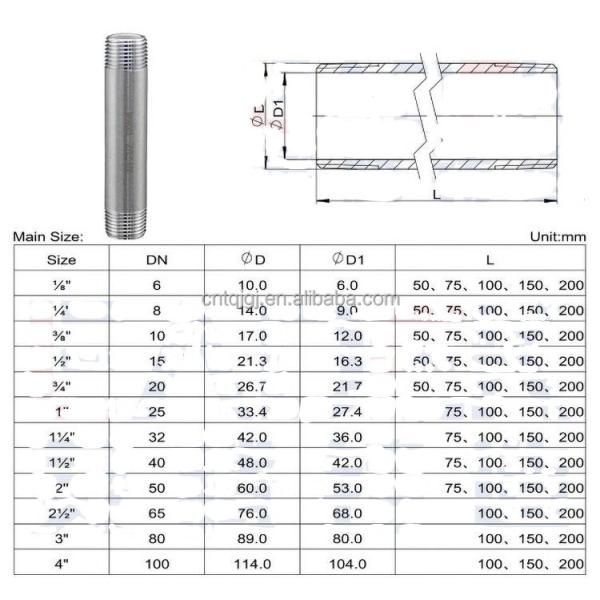 Customized Support Stainless Steel 304 316 Casting Male and Female Threaded Pipe Fitting for Plumbing Connection Nipple