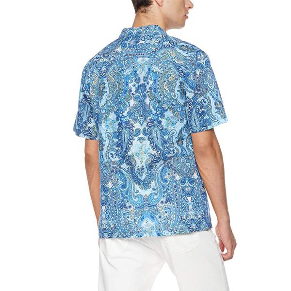 Relaxed Fit Mens Casual Short Sleeve Shirts 48% Cotton Vintage Aloha Style