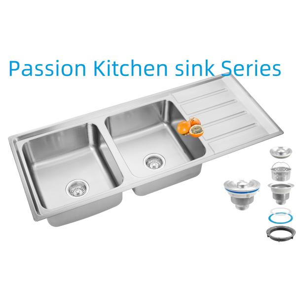 1200 X 500 Mm Corner Stainless Steel Kitchen Sink Rear Drain Placement for Your Restaurant Kitchen