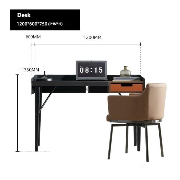 Saddle Leather Minimalist Design Modern Writing Desk Hotel Bedroom Study Table