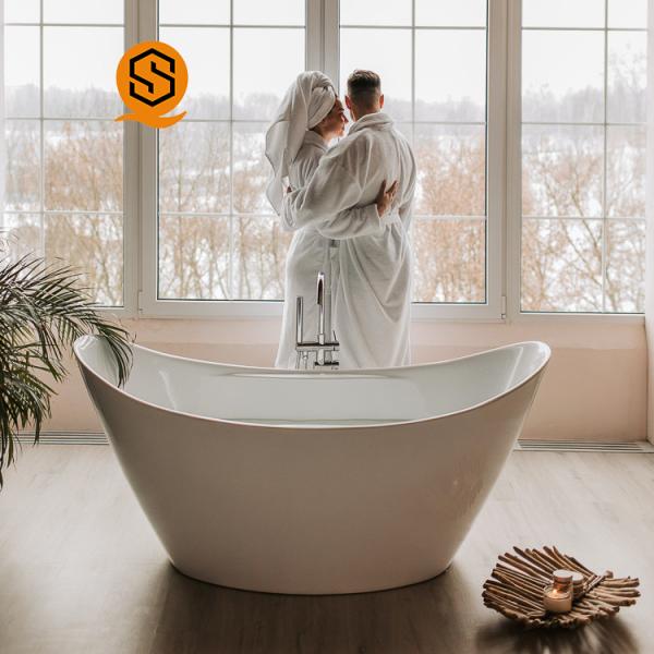 Buy Curved Oval Artificial Stone Bathtub GMC Waterproof Freestanding Resin at wholesale prices