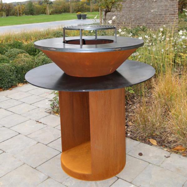Buy Outdoor Garden Bbq Kitchen Grill Corten Steel Barbecue Wood Burning at wholesale prices