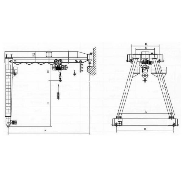 Customized Track Semi Gantry Crane , 3-20 Ton Mid Duty Single Beam Travelling Gantry Crane