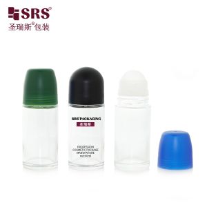 BLPG-C 60ml Clear Transparent Empty Glass Roll On Deodorant Gel Bottle With Logo