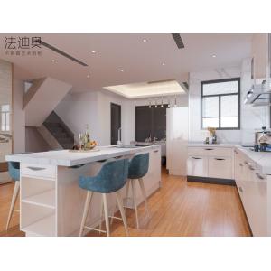 L-Shaped Stainless Steel Kitchen Cabinet With Functional Island