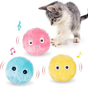 China Fluffy Plush Kitten Catnip Automatic Cat Ball Fun Toys For Cat Exercise on sale