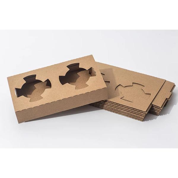 Kraft Paper Cup Holder Disposable Packing Insulation Corrugated Kraft Paper Cup Holder For Tray Takeout Packing