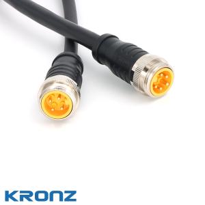 Circular 7/8" Connectors 8A With Straight PVC Cable Outlet And Black Housing