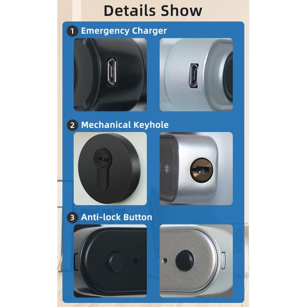 Wifi TTlock Smart Handle Door Lock Zinc Alloy For Outside Gate