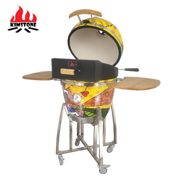 KIMSTONE 21 Inch Painted Kamado Ceramic Grill Kamado Rotisserie Charcoal Ceramic Bbq Wholesale