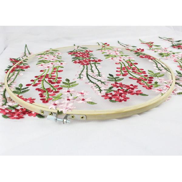 Multi Colored Embroidered Mesh Lace Fabric , 47 Inch Floral Wedding Gown Lace Fabric