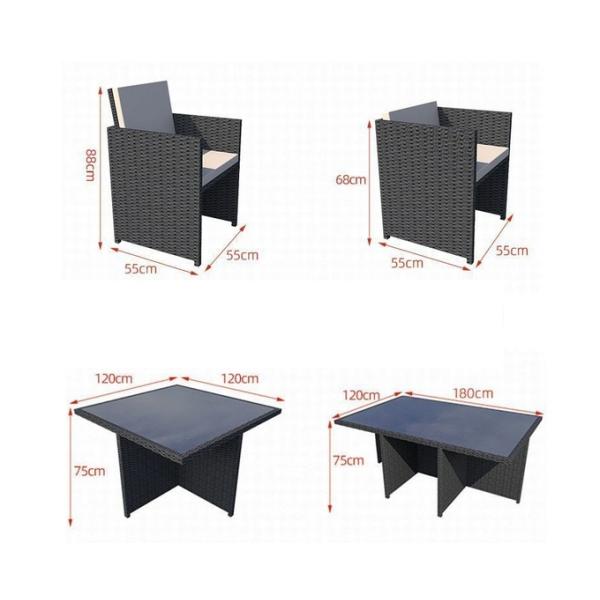 Luxury Modern Patio Garden Furniture Black Rattan Outdoor Sofa Coffee Table Set Steel Rattan Chair Outdoor Furniture