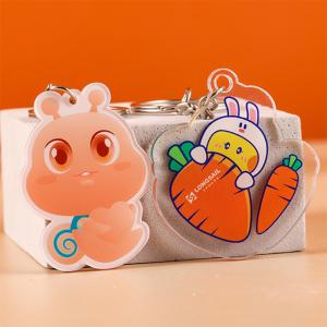 Quality Durable Acrylic Transparent Keychain Simple Cartoon Promotional Printed With Metal Ring for sale