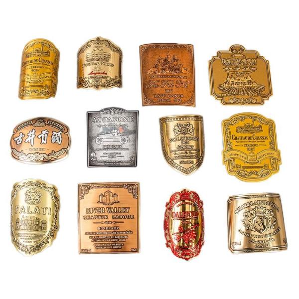 Gold Embossed Printed Soft Aluminum Metal Label Paper Sticker Customized for