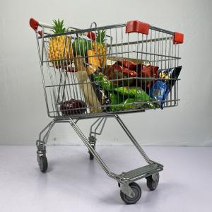 Regular Russian Style Supermarket Grocery Shopping Cart 125L With PU Wheels