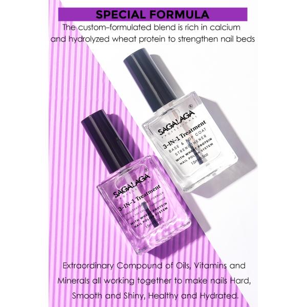 Custom Logo 3 in 1 Nail Strengthener Original Nail Repair Treatment 15ml Clear Top Coat Base Coat Air Dry Nail Polish