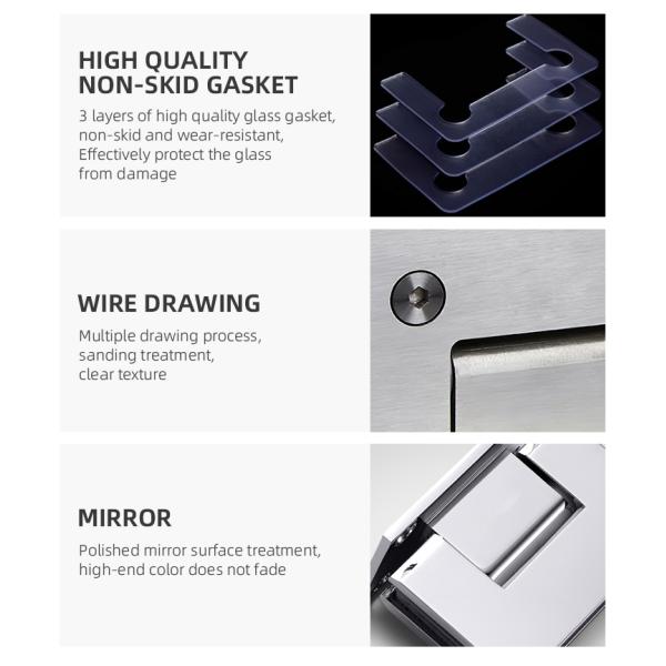 135 Degree Shower Screen Hinge with Square Glass Design and Self-Closing Function