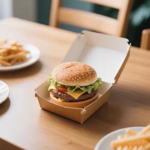 Customized Printing Fast Food Packaging Paper Hamburger Fries Takeaway Boxes