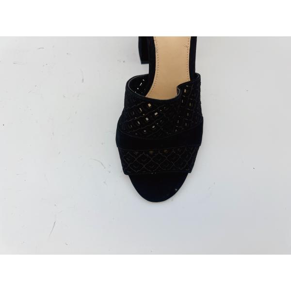 Soft Nubuck Ladies Soft Leather Sandals Black #6-#11 With Fishing Net Upper