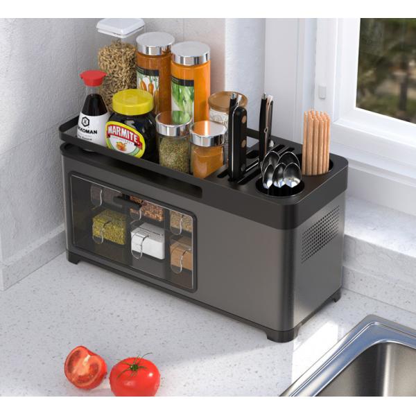 Dustproof 43cm Length Steel Kitchen Basket Rack For Seasoning