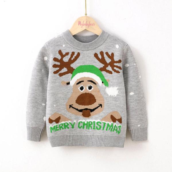 Kids Baby Boys Pullover Sweaters Baby Boy Long Sleeve Christmas Cartoon Knit Children's Christmas Sweaters