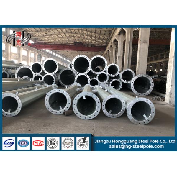 Single Circuit Galvanized Steel Pole , Power Distribution Poles Sheet Metal