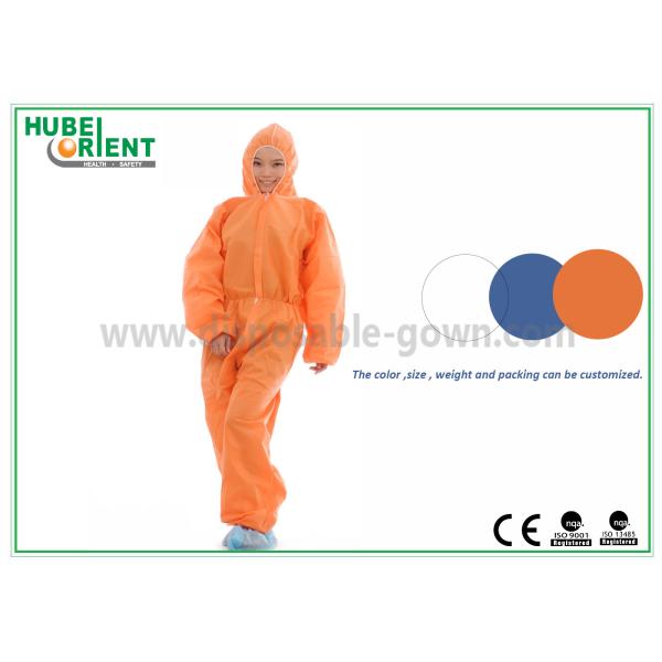 Dust-Proof And Breathable White Disposable Coveralls With Hood / Feetcover For Protect Body