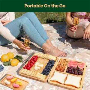 Foldable Sustainable Bamboo Charcuterie Board Knife Set for Entertaining