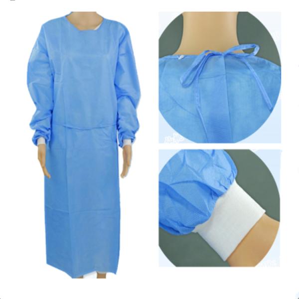 Polypropylene 50 Gsm Frock With Waterproof Microporous Film Waterproof Disposable Chemo Gown Disposable Isolation Gowns