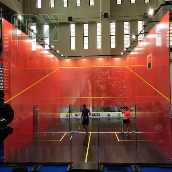 Red Panoramic Squash Venue LDK2022A With Customizable Design And Red Glass Wall