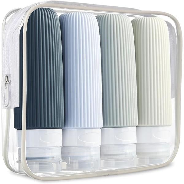 Buy Gray Refill Toiletry Silicone Travel Bottle Kit Leak Proof 3oz at wholesale prices