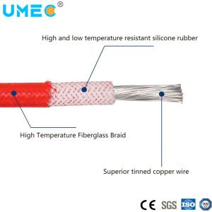 Electric Tinned Copper Conductor Silicone Rubber Sheath Fiberglass Braided Cable